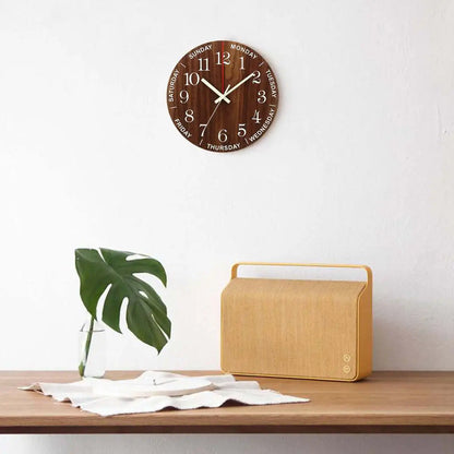 Skorter | GlowClock - Silent Wooden Wall Clock with Night Light