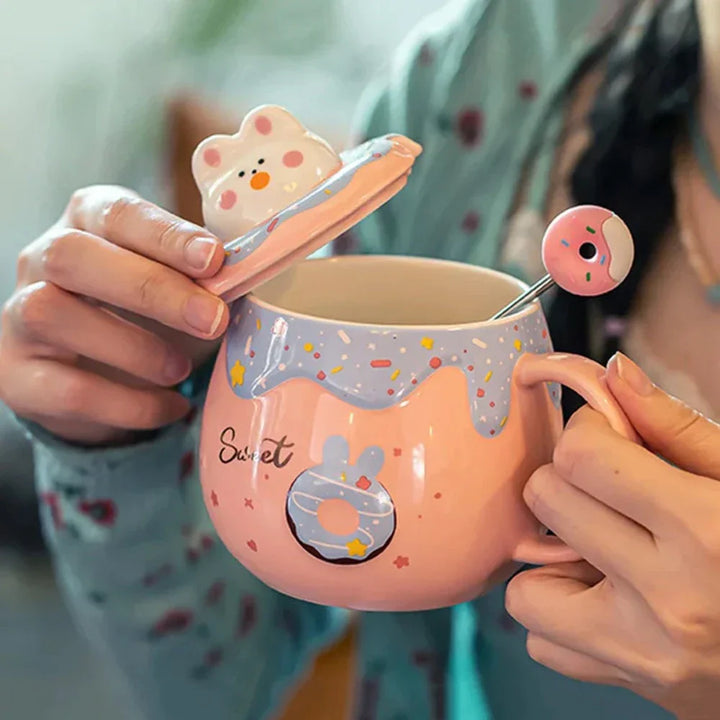 Skorter | Donut Kitten Theme Mug with Lid