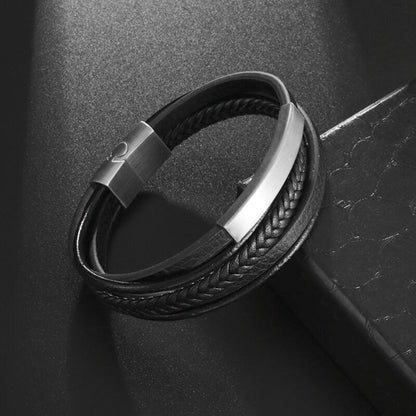 Skorter | Leather Braided Bracelet With Charms