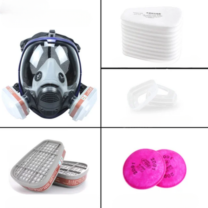 Skorter | Full Face Respirator Mask with Anti-Fog Lens and Industrial Gas Filters