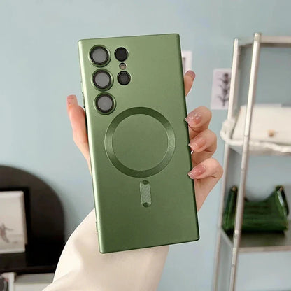 Skorter | Luxury Soft Silicone Magsafe Case Wireless Charge Case for Samsung Galaxy S24 S23 S22 S21 Ultra Plus Full Protection Bumper Cover