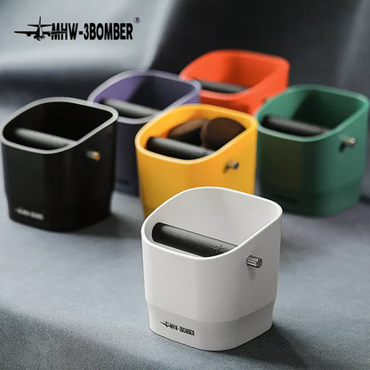 Skorter | 0.9–1.2 l Espresso knock box, detachable knock bar and non-slip base, square coffee grounds waste, barista desktop accessories