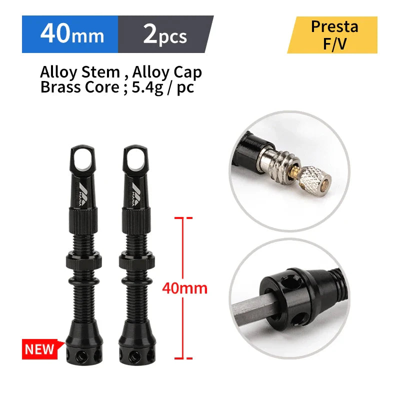 Skorter | MANA Bike Presta Valve - Aluminum Alloy Valve for Tubeless Bikes
