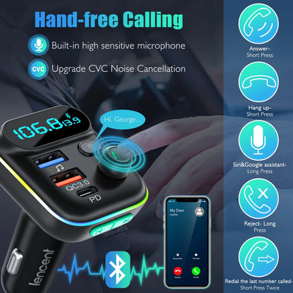 Skorter | Bluetooth 5.0 FM Transmitter Car Kit with PD & QC3.0