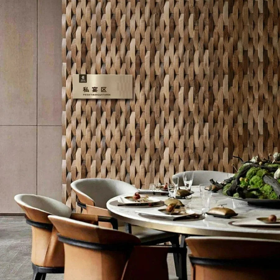 Skorter | 3D Solid Wood Mosaic Wall Panel with Acoustic Design