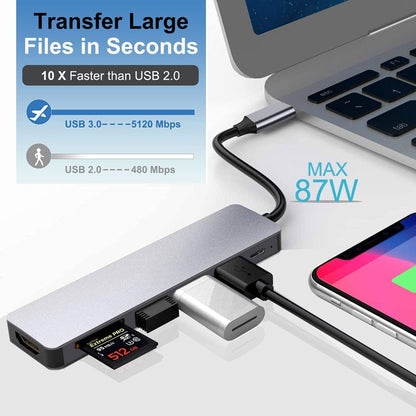 Skorter | Thunderbolt 3 USB-C Hub with HDMI, PD, SD/TF for MacBook Air M1 and iPad Pro