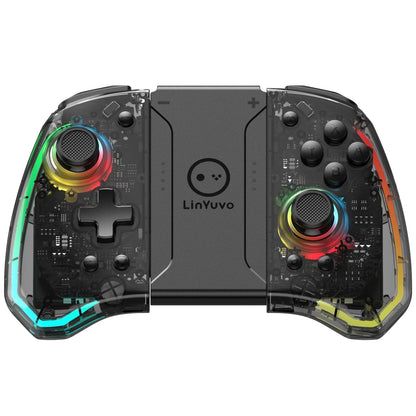 Skorter | Transparent Wireless Joypad with 8-Color LED - Turbo Function and Joystick Controller Switch/NS OLED Lite