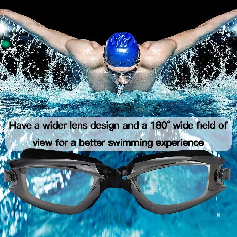 Skorter | Adult Swimming Goggles with One-Piece Earplugs - Anti-Fog