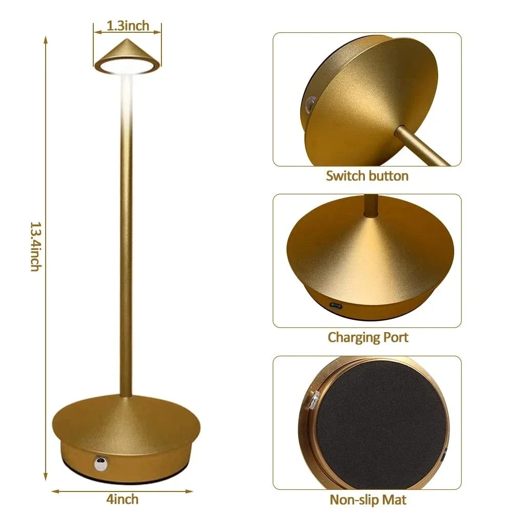 Skorter | Rechargeable Table Lamp Creative Dining Room Touch Led Hotel Bar Coffee Pina Pro Table Lamp Decorative Desk Lamp