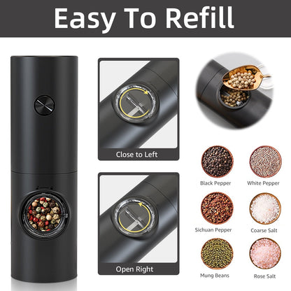 Skorter | Electric automatic pepper and salt mill with LED light and adjustable grind - Perfect for the kitchen or the restaurant