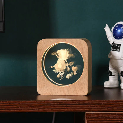 Skorter | LumiWood - 3D Wood Night Lamp with Engraving and Warm LED Lighting