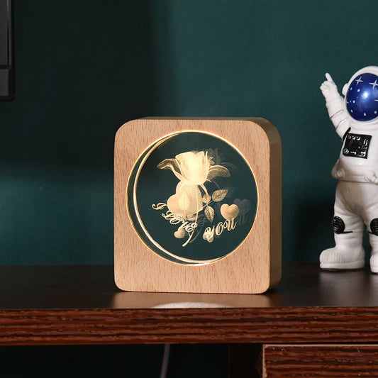 Skorter | LumiWood - 3D Wood Night Lamp with Engraving and Warm LED Lighting