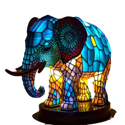 Skorter | 15cm Animal Resin Table Lamp with Stained Glass – Mermaid, Owl, Sea Turtle Design for Home Decor