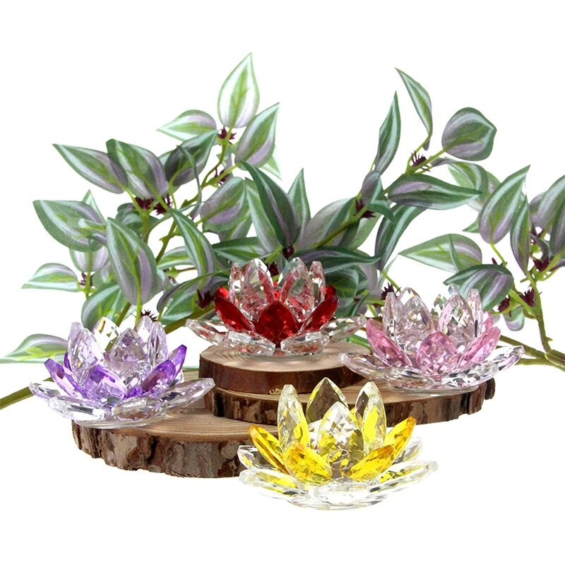 Skorter | Crystal Lotus Flower Craft Glass Paperweight Home Decoration Ornaments Figures Home Wedding Party Decor Gifts Souvenir