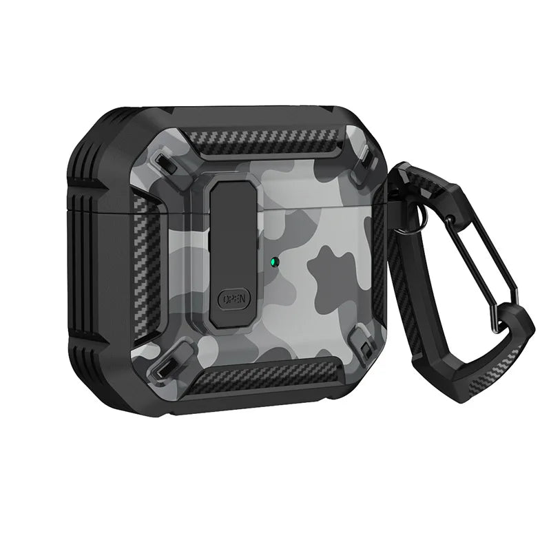 Skorter | Camouflage Gray Secure Lock AirPods Case