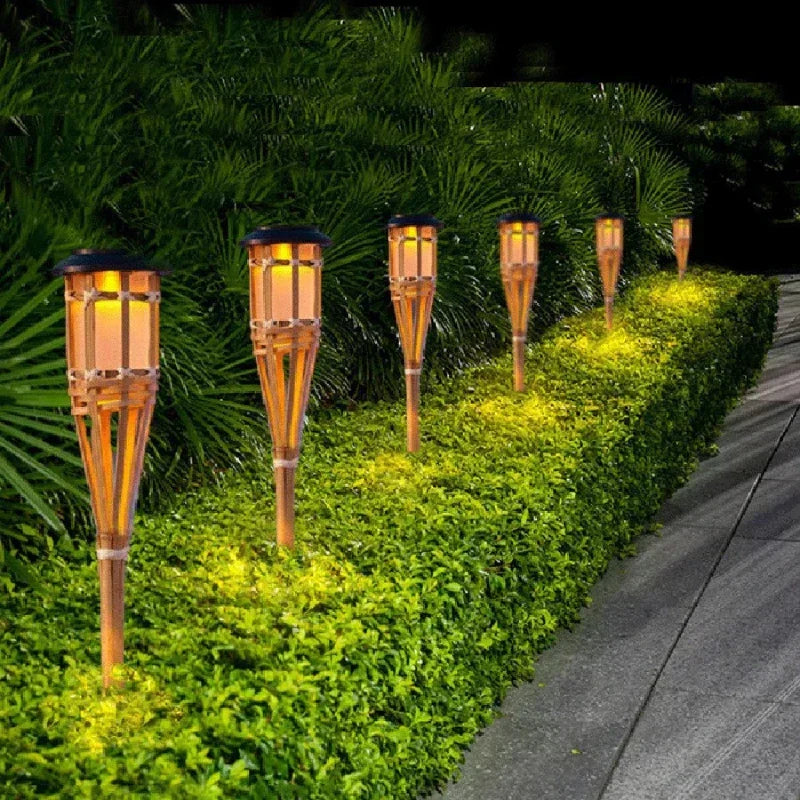 Skorter | Solar Torch 5-Piece Set | Flame Effect LED Garden Lights | Solar Powered | Decorative Light for Outdoors