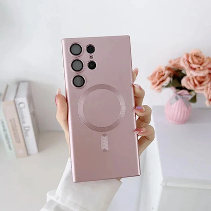 Skorter | Luxury Soft Silicone Magsafe Case Wireless Charge Case for Samsung Galaxy S24 S23 S22 S21 Ultra Plus Full Protection Bumper Cover