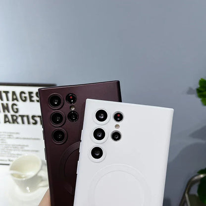 Skorter | Luxury Soft Silicone Magsafe Case Wireless Charge Case for Samsung Galaxy S24 S23 S22 S21 Ultra Plus Full Protection Bumper Cover