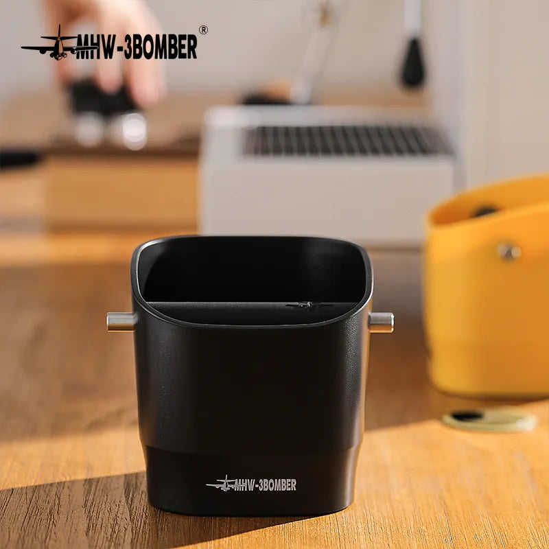 Skorter | 0.9–1.2 l Espresso knock box, detachable knock bar and non-slip base, square coffee grounds waste, barista desktop accessories