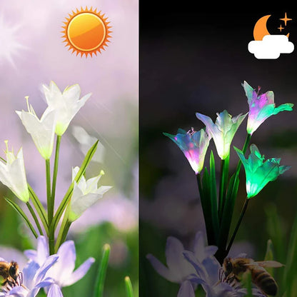 Skorter | Solar LED flower lights in lily shape – Color-changing garden lights with stake for outdoor areas