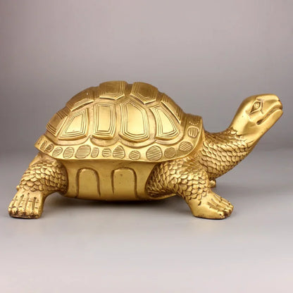 Skorter | Brass Feng Shui Turtle Statue Lucky Animal Sculpture for Longevity Home Office Decoration Figurine Gift Study Ornament
