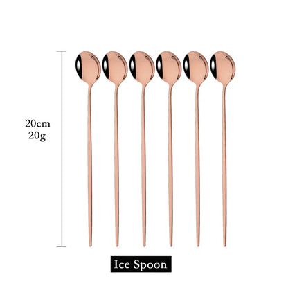 Skorter | Golden 6-piece Long Handle Spoon Set