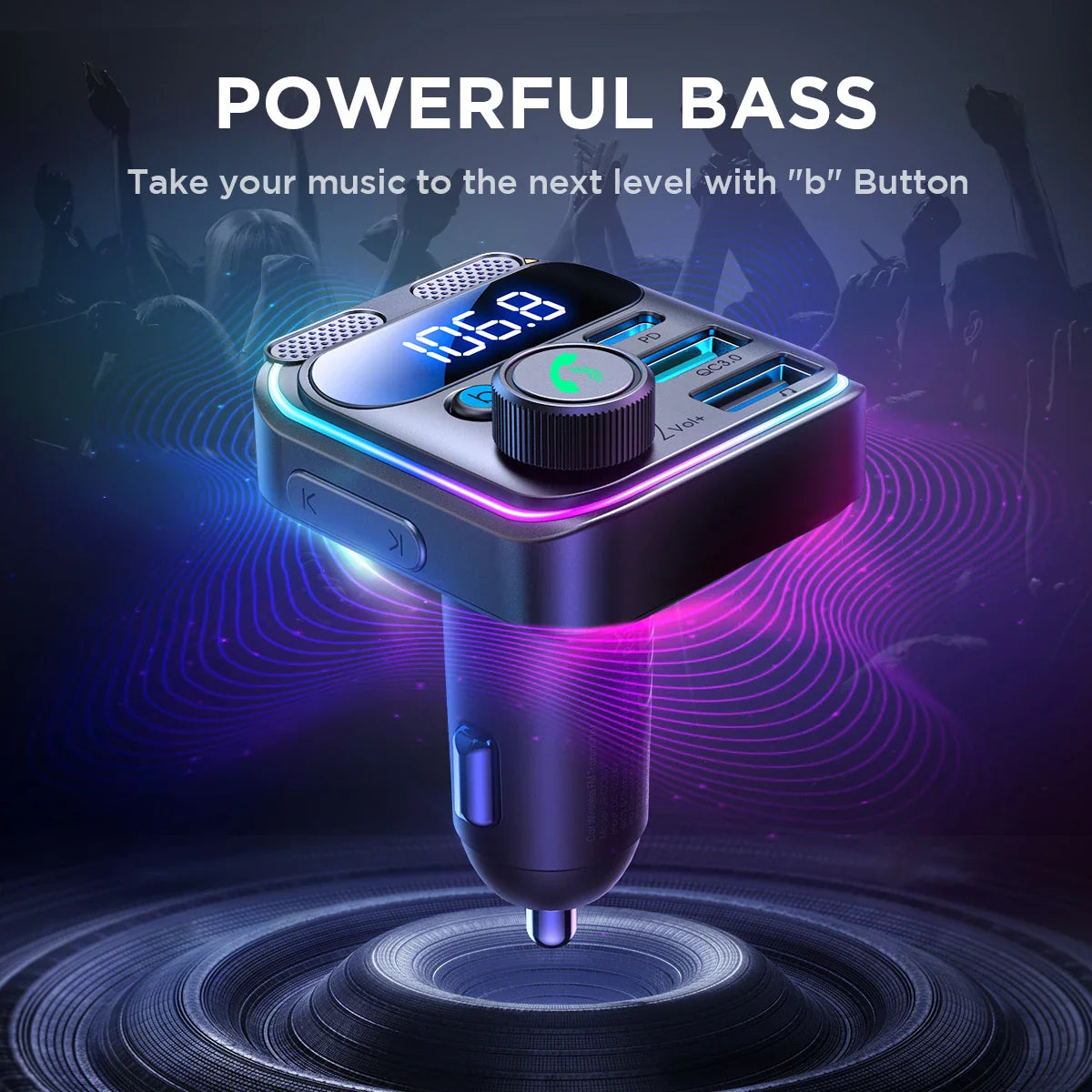 Skorter | Bluetooth 5.3 FM Transmitter Car Charger with PD&QC3.0