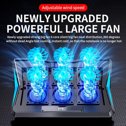 Skorter | Gaming Laptop Cooler with 6 Fans & Adjustable Height