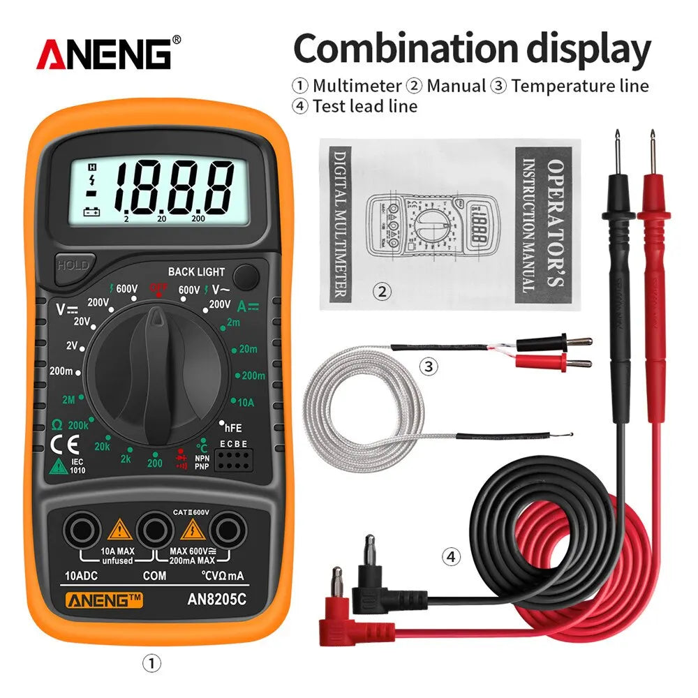 Skorter | AN8205C Digital Multimeter - AC/DC Ammeter Volt Ohm Tester