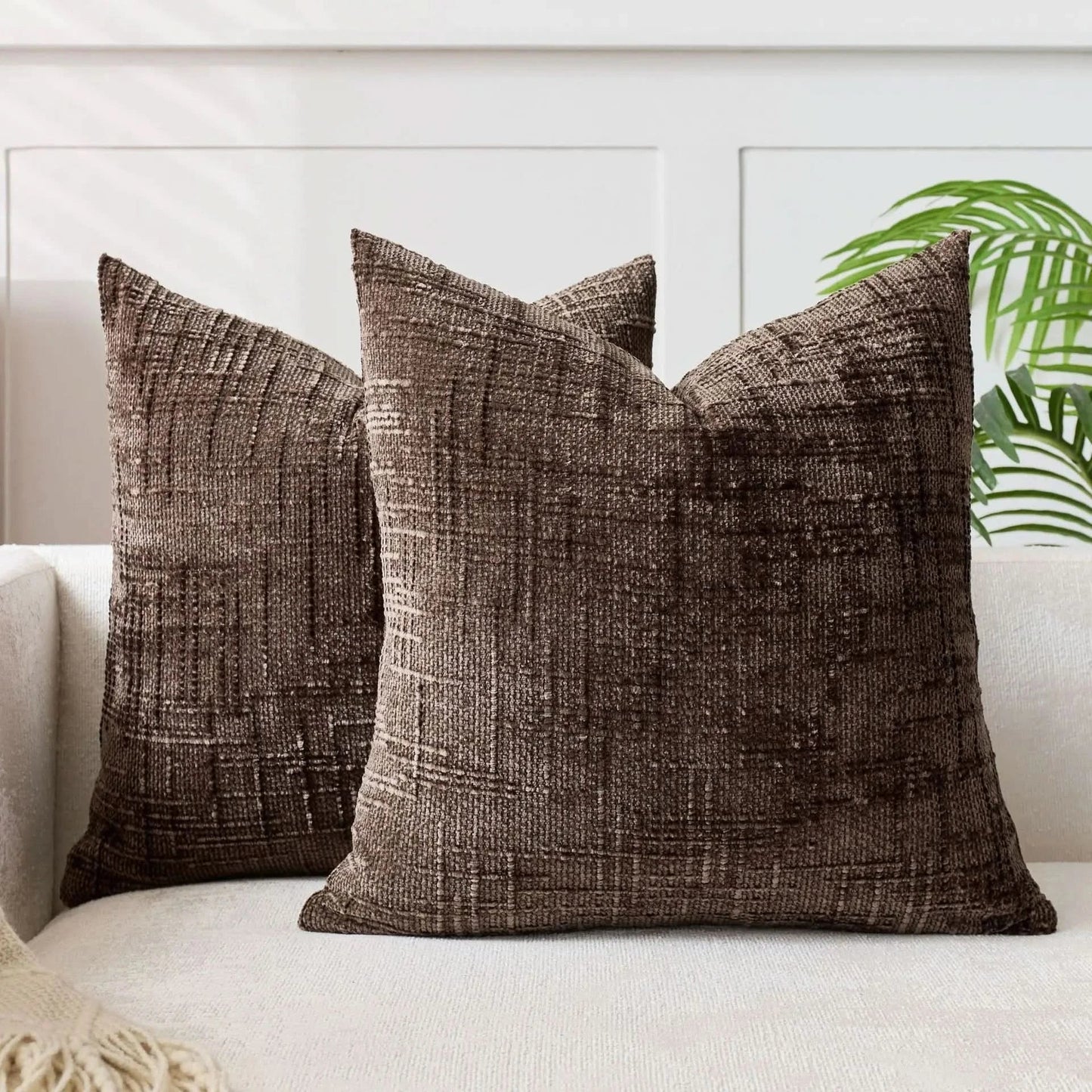 Skorter | Chenille Throw Pillow Cover Bamboo Texture Solid Color
