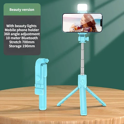 Skorter | Wireless Selfie Stick Tripod with Light, Bluetooth Remote for iPhone, TikTok Live Streaming
