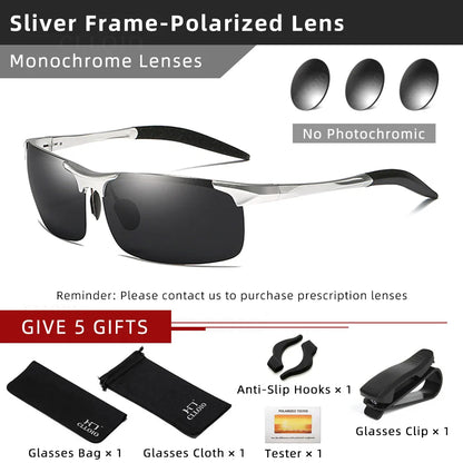 Skorter | Aluminum Photochromic Polarized Sunglasses Men’s Day Night Anti-Glare UV Chameleon Eyewear