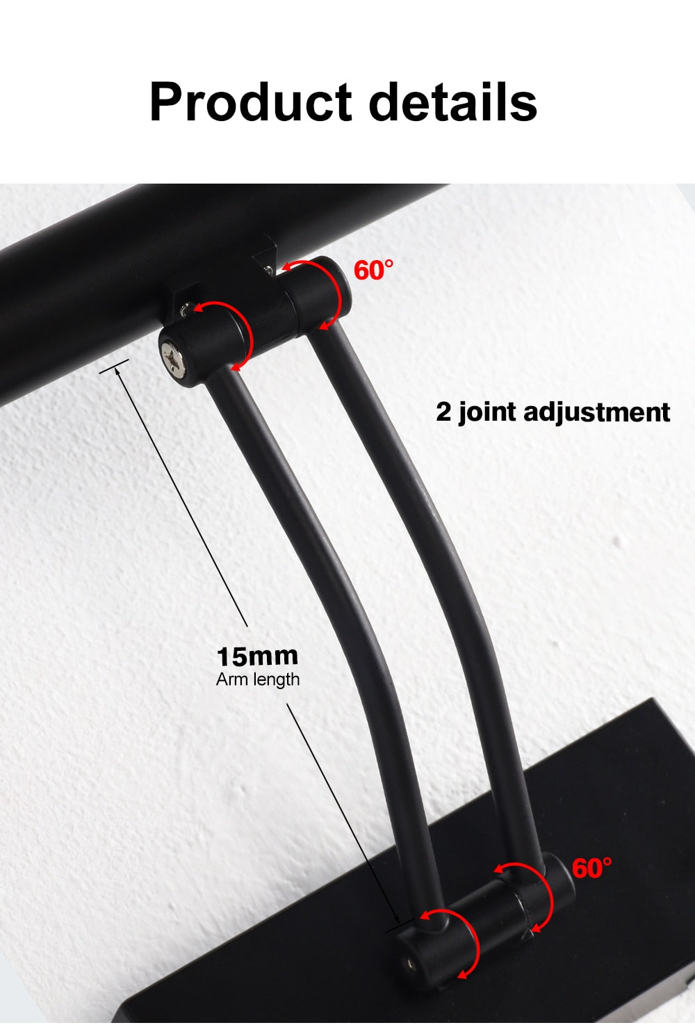 Skorter | 80-100cm LED wall lamp - Modern black/silver wall light for the bathroom, internally mounted picture light