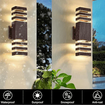 Skorter | LumiBloc LED Outdoor Wall Light – Modern IP65 Up & Down Design with E27 Socket