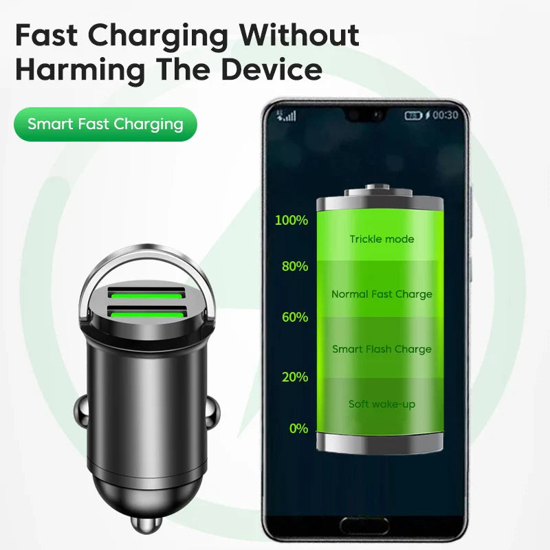 Skorter | 200W Mini Dual Ports USB Car Charge - Fast Charging