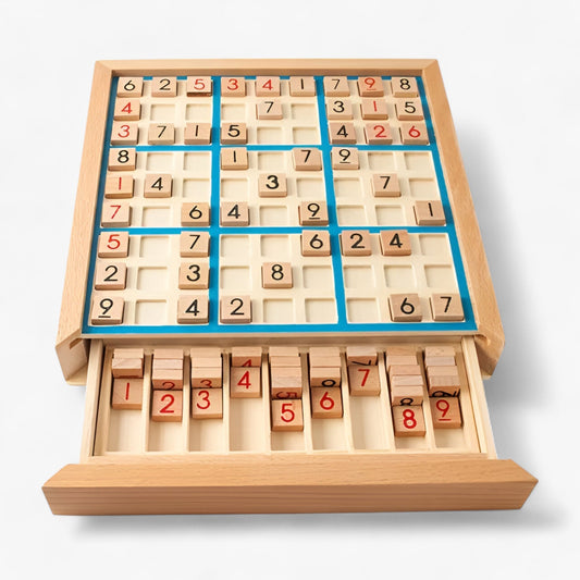 Skorter | Daan | Wooden Sudoku Board Game with Drawer – Classic Brain Teaser for All Ages