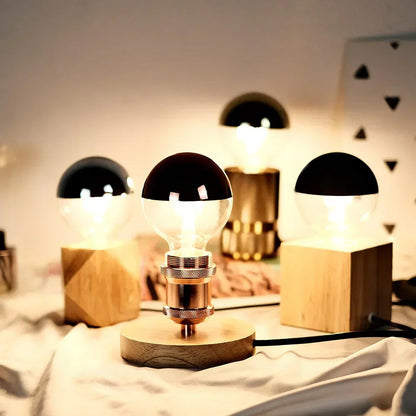 Skorter | RetroGlow - Vintage LED Table Lamp with Wooden Base, Dimmable and Warm Light