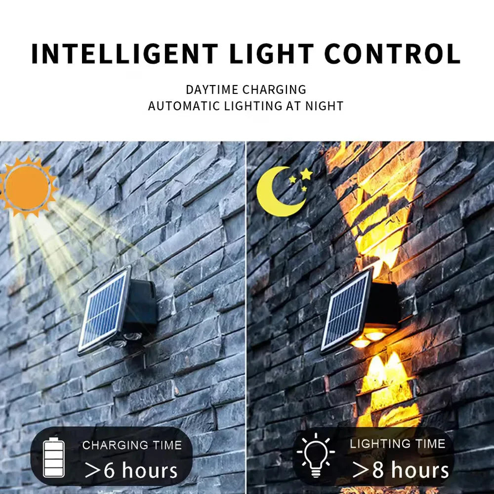 Skorter | Solar LED outdoor wall light with up & down effect – Modern wall lighting for garden and terrace