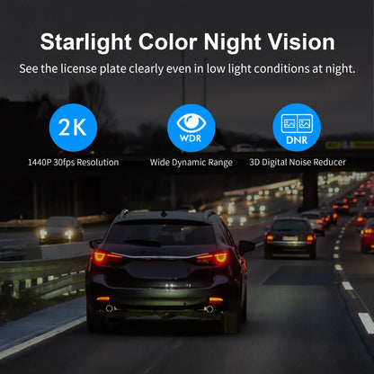 Skorter | D6 Dash Cam 1440P with Voice Control - Night Vision & 24H Parking Mode