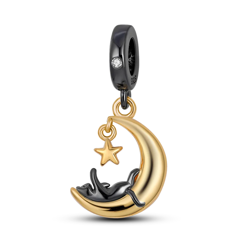 Skorter | 925 Silver Golden Leopard Charms Beads Colorful Chameleon Rhinoceros Lion Scarab Cat Pendant Compatible with Original Pandora Bracelet Jewelry