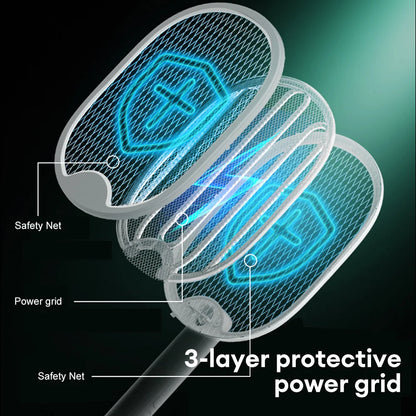 Skorter | Foldable Electric Mosquito Killer Fly Catcher USB Rechargeable Mosquito Racket Insect Killer with UV Light Bug Zapper 3000V