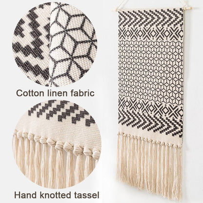 Skorter | Bohemian Wall Tapestry, Macrame Wall Hanging, Home Decoration, Cotton Linen Tassel, Handcrafted, Woven, Geometric Canvas Art, Background Wall Tapestries