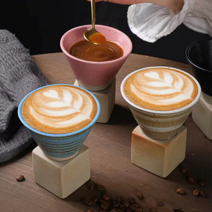 Skorter | Japanese coffee cup with saucer, 1 piece, retro ceramic tea cup, mug, latte, espresso, pull0, flower cappuccino, new ceramic cup, 100 ml/3.5 oz
