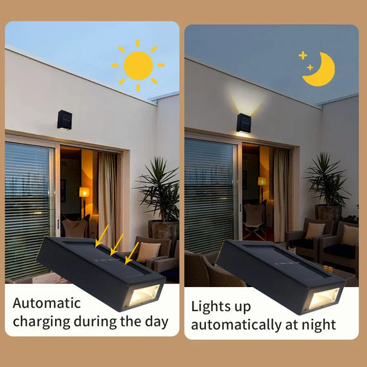 Skorter | Waterproof LED Solar Wall Lamp: Up and Down Lighting for Balcony, Garden, Street and Landscape
