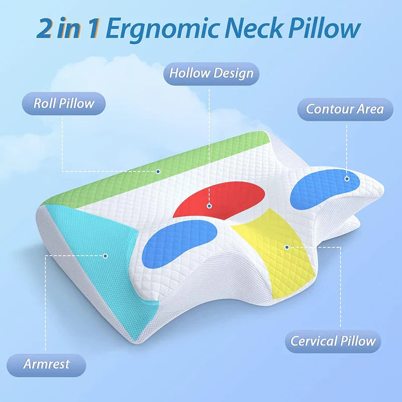 Skorter | 2-in-1 Memory Foam Cervical Pillow with Ergonomic Contour Design – RestAlign
