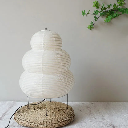 Skorter | Japanese Wabi-Sabi tripod floor lamp bedroom nightstand living room dining room study loft decor desk lamp white rice paper table lamp