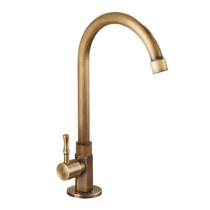 Skorter | Antique Brass Swan Neck Kitchen Faucet