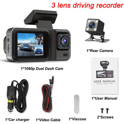 Skorter | 3-Channel 1080P Dash Cam with Rear View & Car DVR