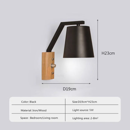 Skorter | HoutLys - LED Wall Lamp with Switch Nightstand Lamp Living Room Decoration