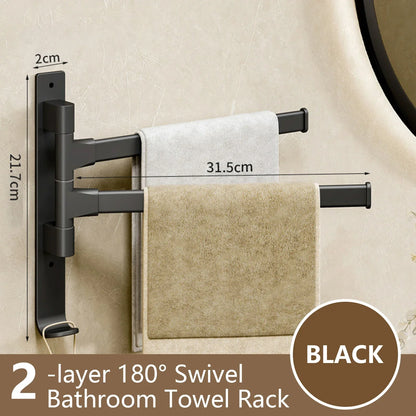 Skorter | Bathroom Towel Holder Rotatable Towel Rack Space Aluminum 1/2/3/4/5-Bar Towel Holder Kitchen Shelf Kitchen Hanging Shelf Wall Mounted